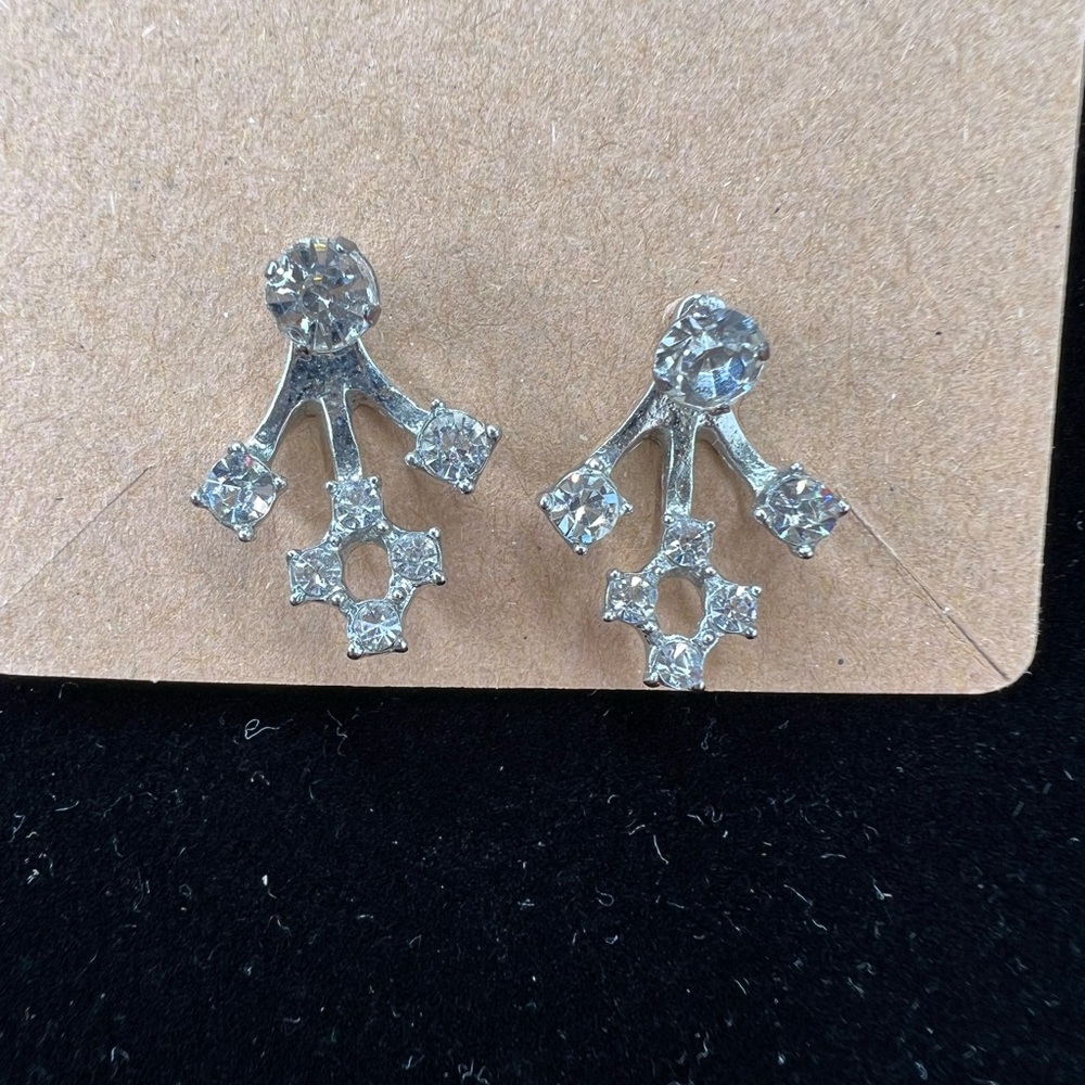 Faux Diamond Stud Earrings with Faux Diamond Jacket Cuff